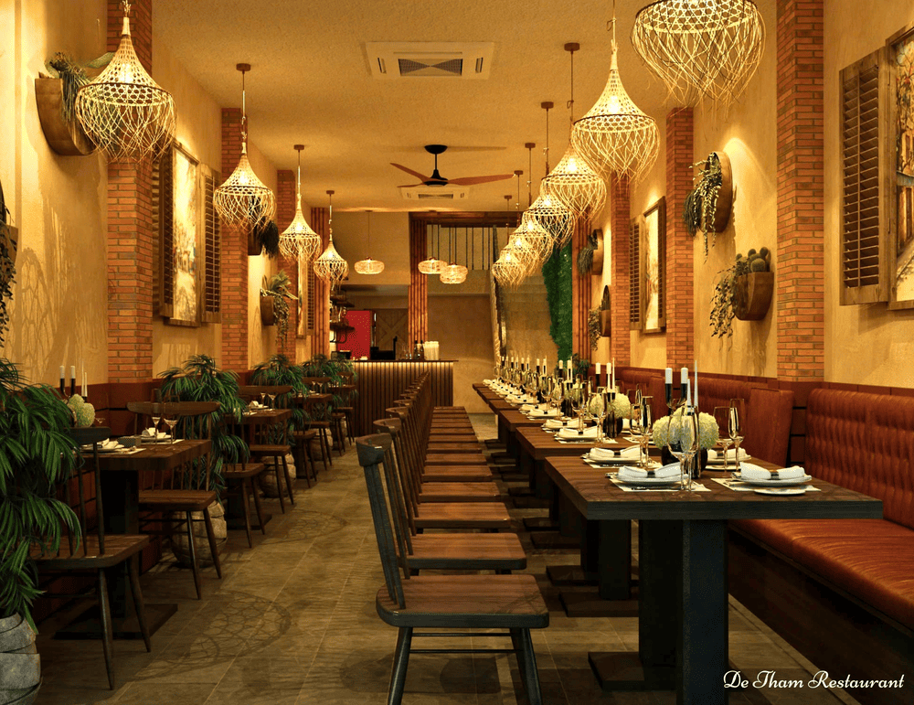 De Tham’s modern yet cozy space features soft lighting, traditional decor, and Instagram-worthy corners ideal for intimate gatherings (Source: De Tham Restaurant - Vietnamese cuisine & vegetarian food)